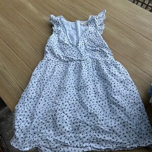 LOFT Kids Dress in White with Black Pattern